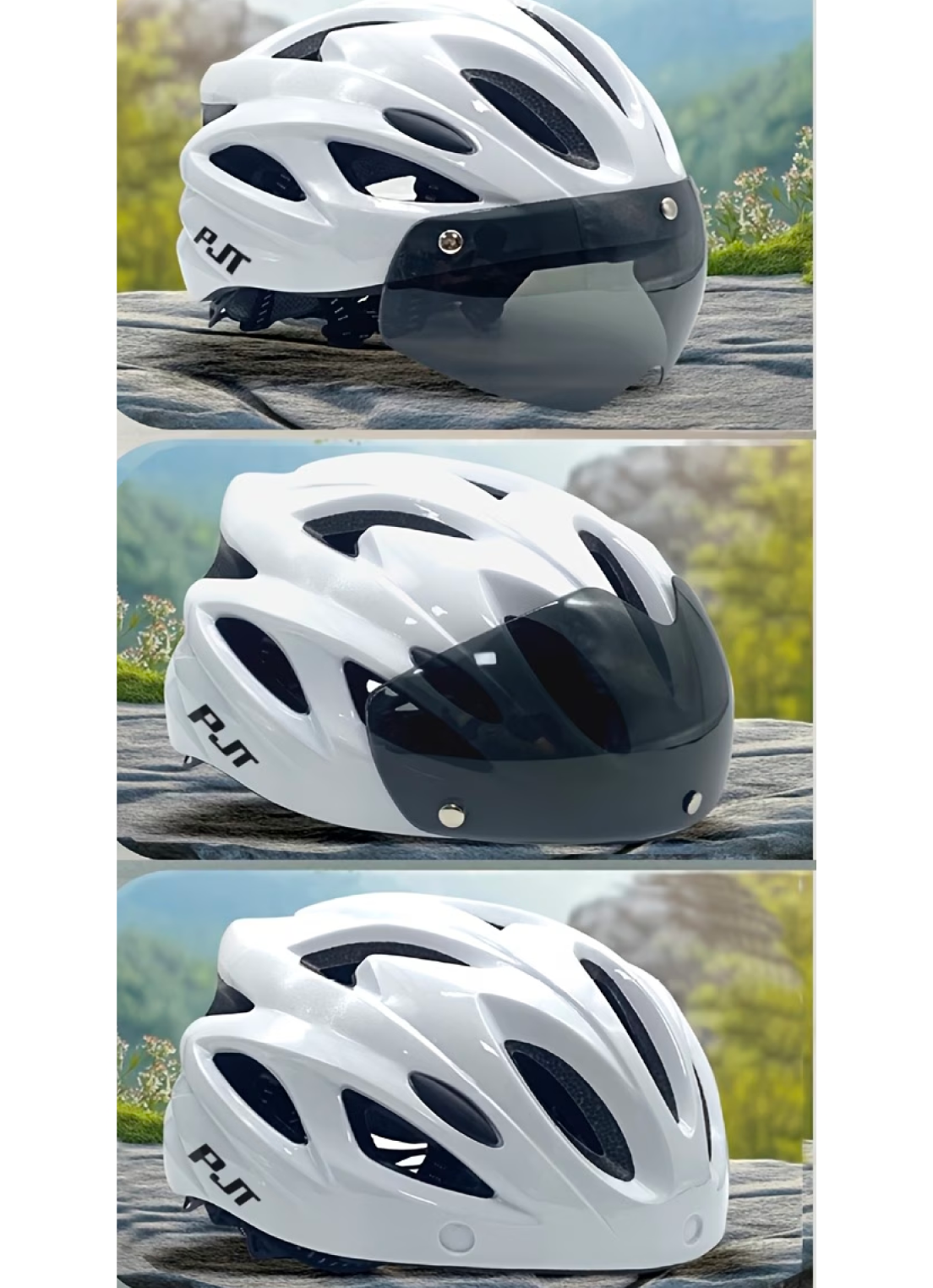 Casco de Ciclismo Premium Visor Imantado - Blanco