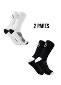 Medias de Ciclismo unisex - Negro + Blanco 2 Pares