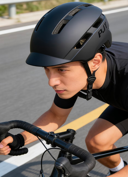 Casco de Ciclismo con Ala Integrada - Negro